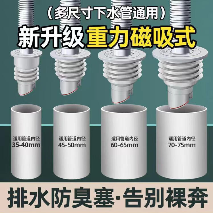 Jeonestan【德国】45度墙排管道防臭塞专用密封圈防虫防溢水堵口下水器 防臭塞50管