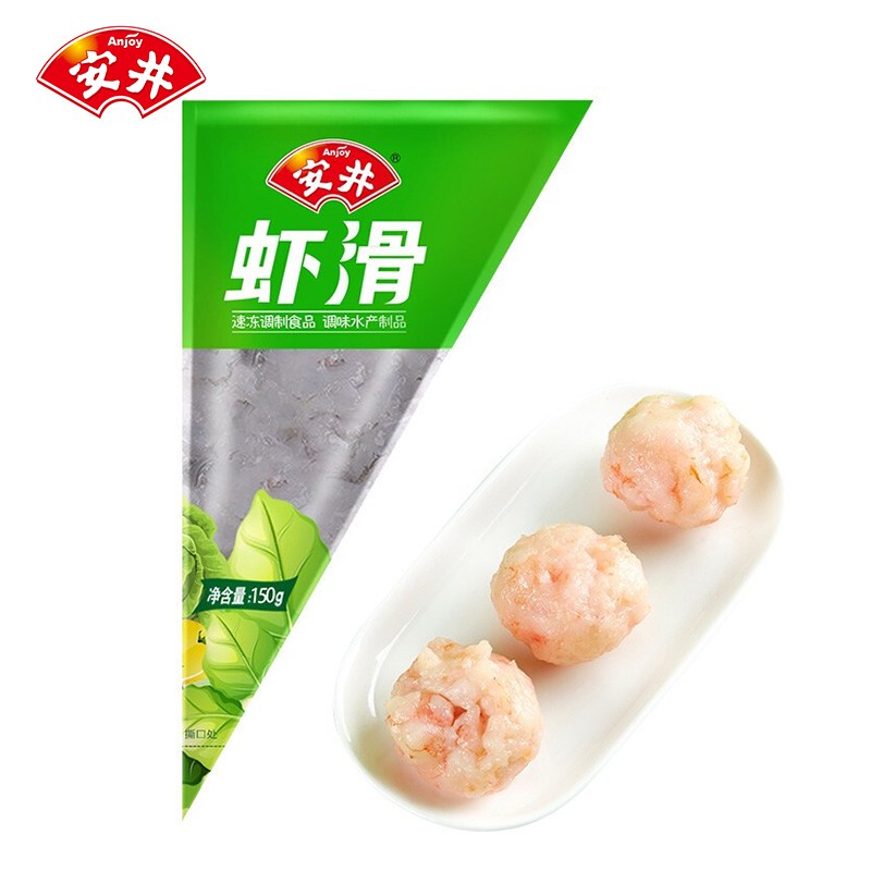 安井 虾滑 150g 虾仁含量80 火锅食材 速冻丸子火锅煮汤鲜美冷冻食材