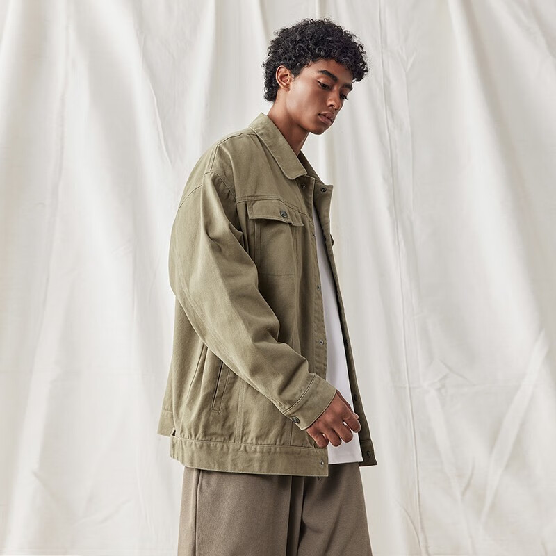 BD.POWER UP+春秋季纯棉健身牛仔外套男宽松简约美式复古翻领运动夹克外套男 黑色(选择最多) M 60-75kg