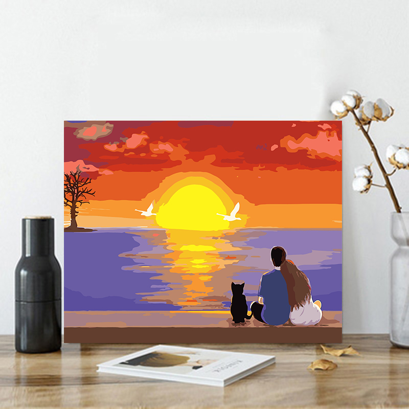 云漫卿七夕定制油画 数字油画diy填充情侣人物七夕情人节礼物手绘涂色