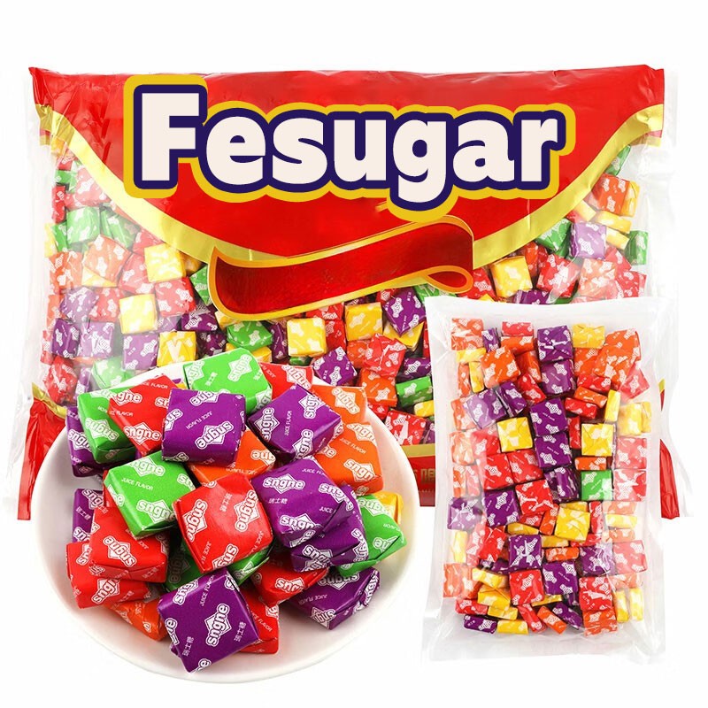 Fesugar瑞士糖水果味软糖方块批发结婚喜糖果怀旧休闲小零食  瑞士糖500g（约130颗）