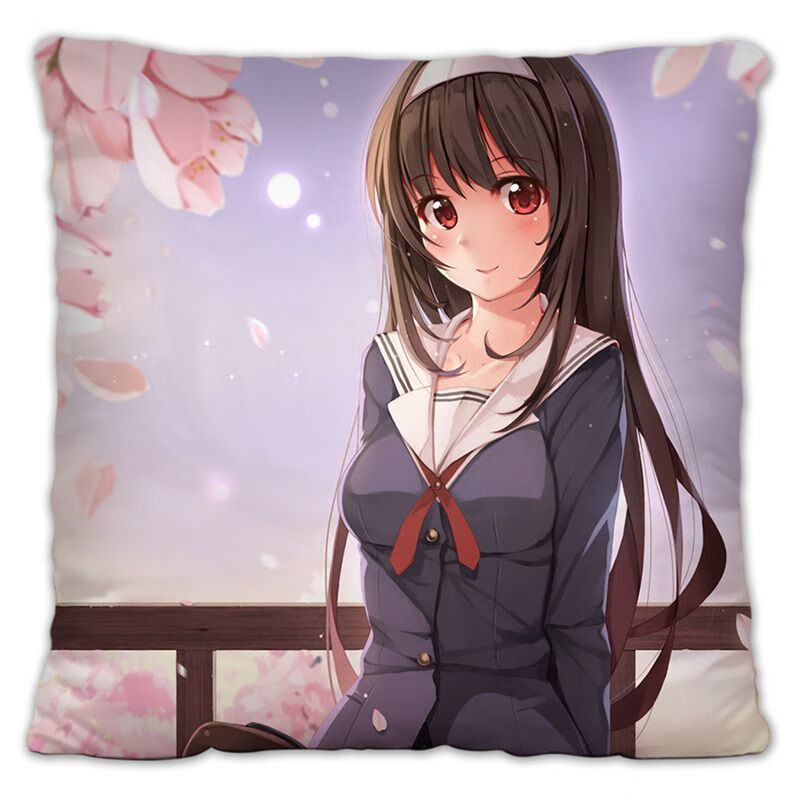 oloey路人女主的养成方法动漫周边霞之丘诗羽学姐方形抱枕靠垫双面