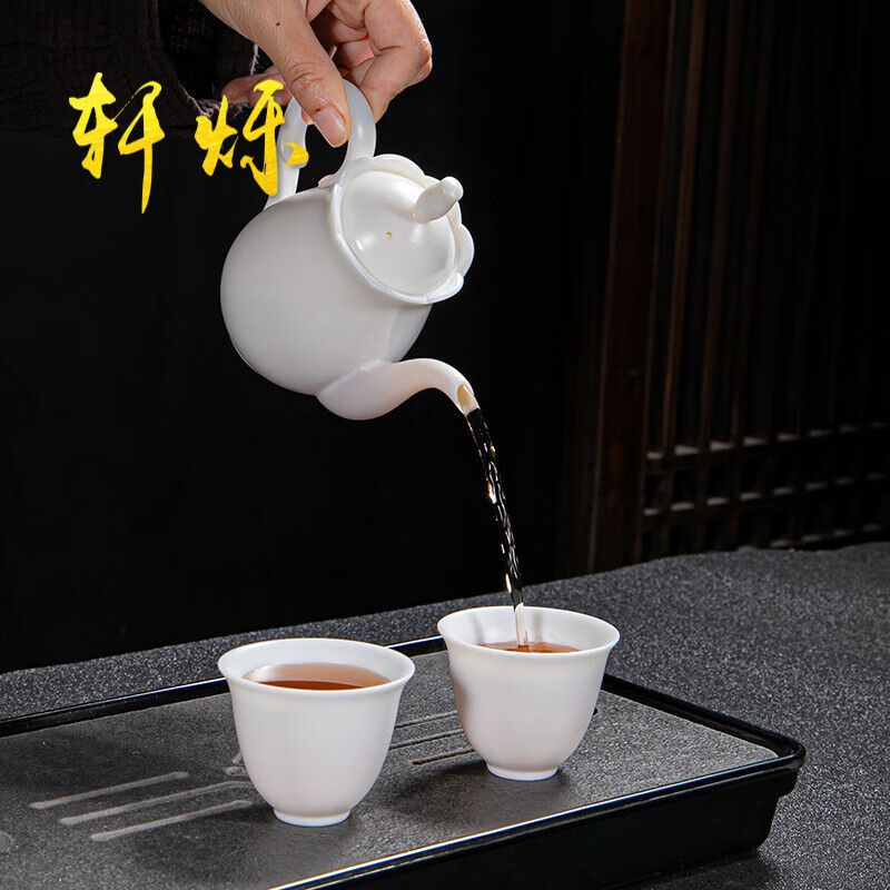 未心 茶壶陶瓷创意东家德化白瓷送人雕刻茶壶手工壶花泡茶壶羊脂玉瓷养身水壶 美人花茶壶 适合任何茶叶