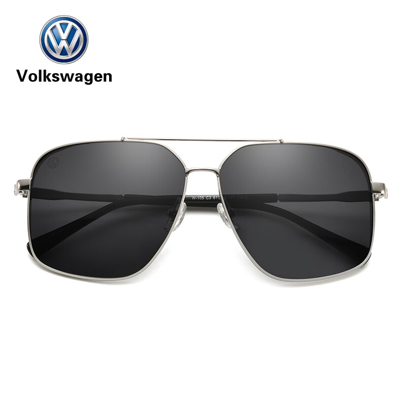 德国大众volkswagen太阳眼镜男开车时尚墨镜105-c3-银框黑片
