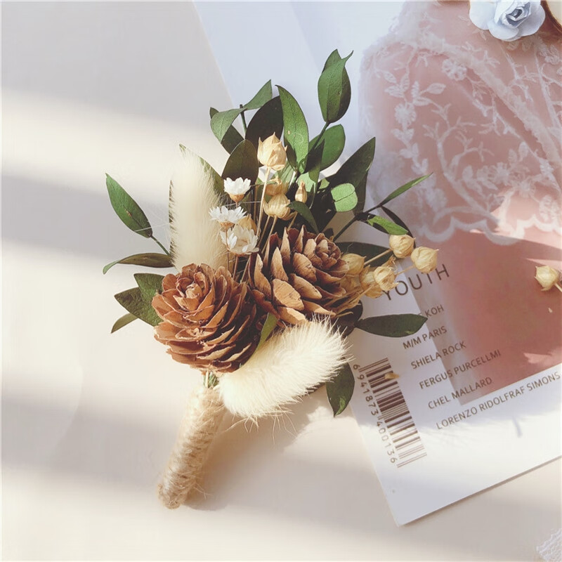 绿野客干花胸针 森系全干花永生花 胸花手腕花手花 新郎新娘草坪结婚