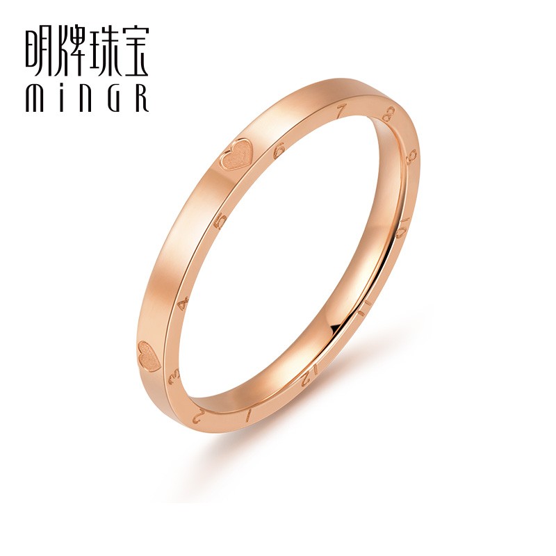 明牌珠宝 18K金彩金玫瑰金此心相应素圈爱心女戒CSM0076定价 T 约0.81-1.33克 14号 约1.20-1.30克使用感如何?