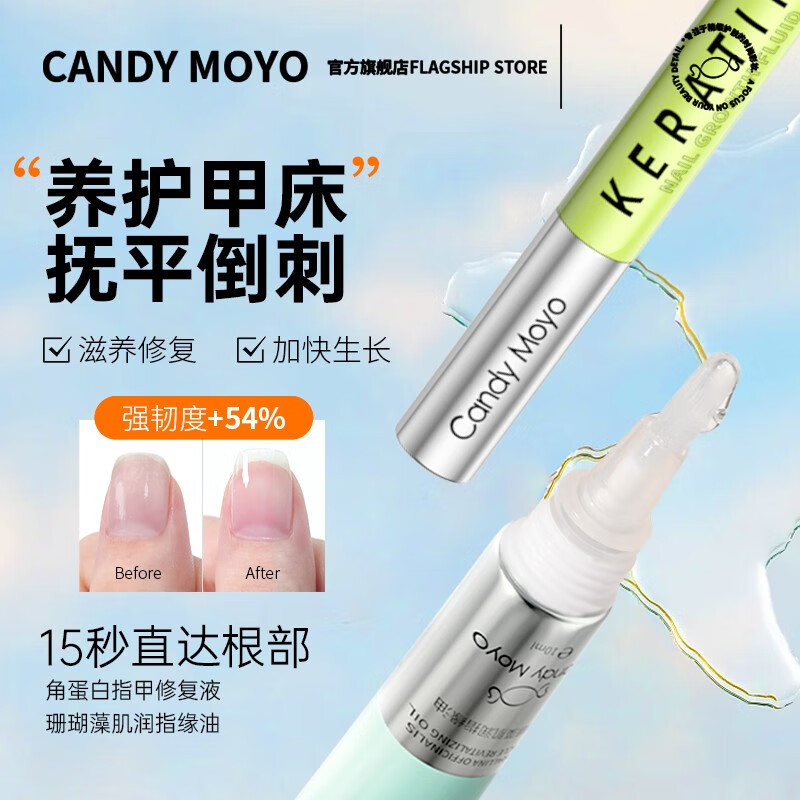 CandyMoyo 膜玉营养液护甲油指缘油精华死皮软化剂强韧修护改善C弧改善倒刺 指甲修护套组【修护损伤】