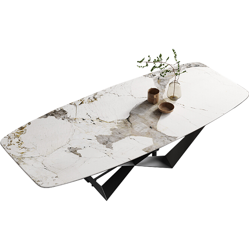 麦纪 餐桌 意式极简轻奢可伸缩岩板餐桌椅小户型家用长方形折叠实木功能饭桌 【岩板伸缩】1.3-1.6 *0.8*0.75m 一桌六椅(无扶手餐椅)