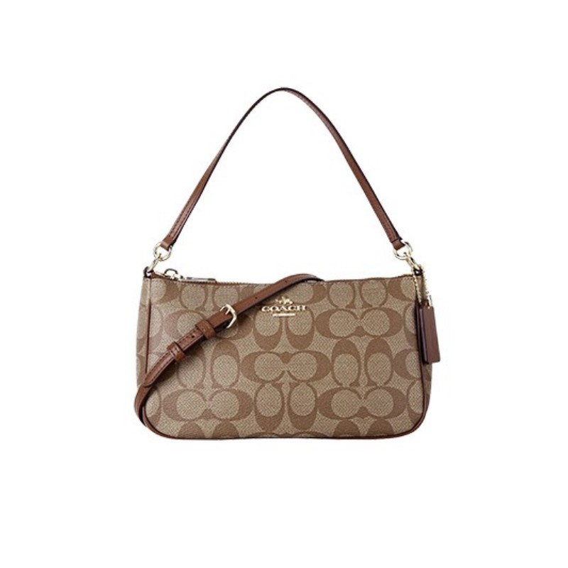 coach/蔻驰新款女包 奢侈品印花pvc女士麻将包时尚单肩手提小方包 f