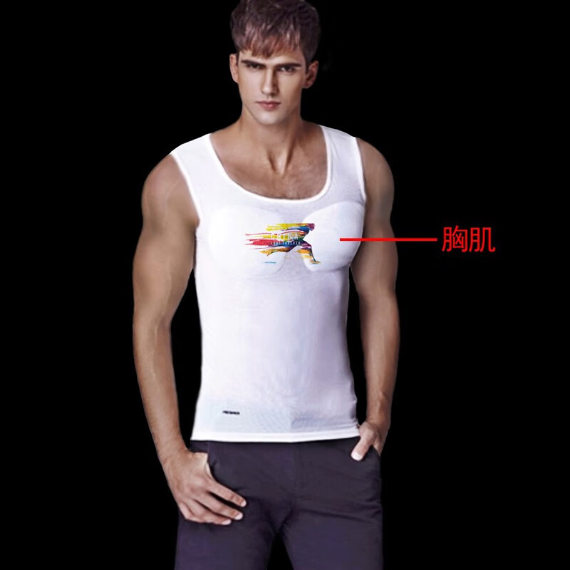 英梵度假肌肉衣服仿真隐形男装假胸肌衣服腹肌t恤内衣打底衫背心塑形