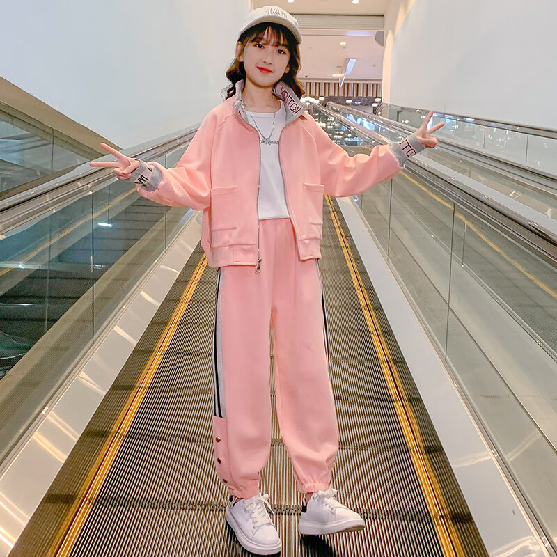 确不凡大童卫衣女12-15岁大女童初中生开衫套装女童运动服套装春秋季