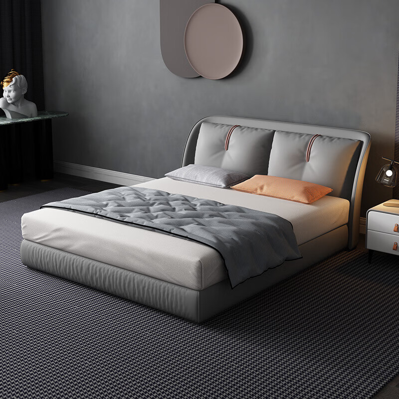 斌图意式极简科技布床北欧布艺双人床ins风现代简约1.