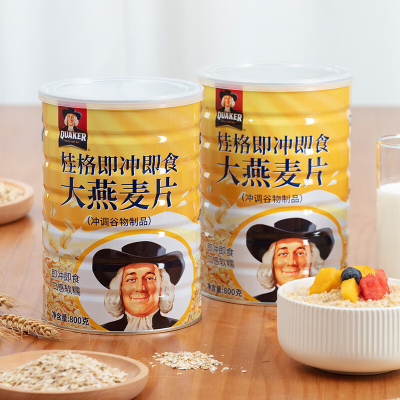 桂格冲饮薄片大燕麦片800g 严选薄片大燕麦 罐装