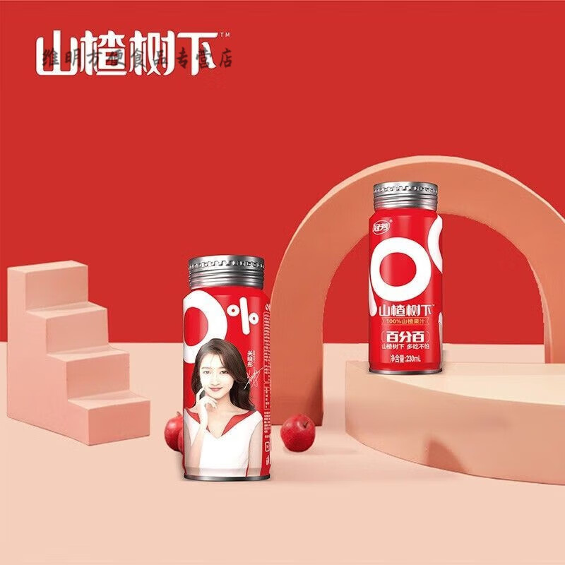 食芳溢冠芳山楂树下饮料山楂果汁饮料230ml不添加蔗糖山楂汁6罐装 230