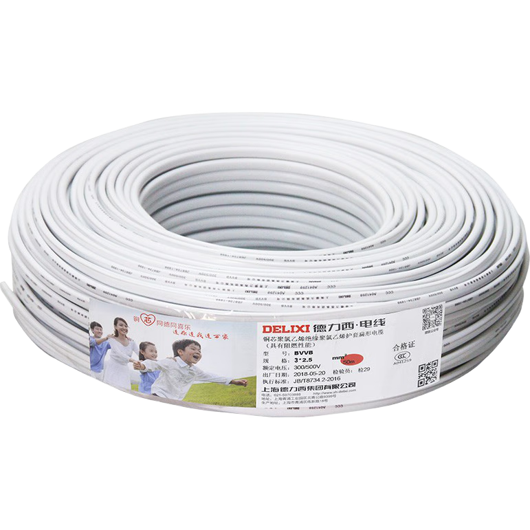 ������(DELIXI)���ߵ��� BVVB2.5ƽ����о������ ��װ����ͭо���� 50�� 406.16Ԫ(������)