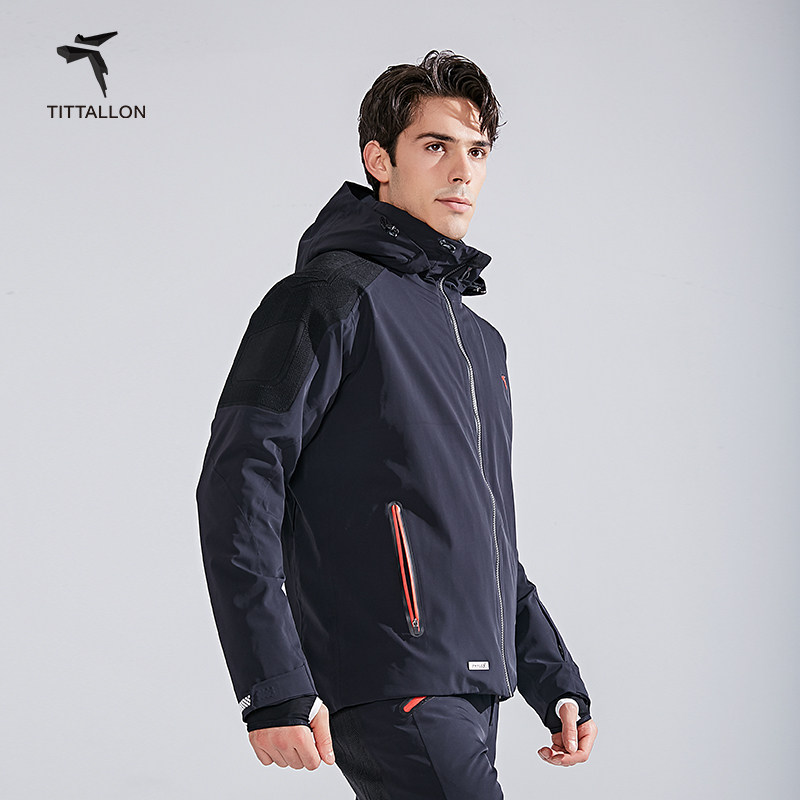 体拓（TITTALLON）【P系列】专业高端双板滑雪服男 户外防风防水保暖透气滑雪外套 黑色上衣 M