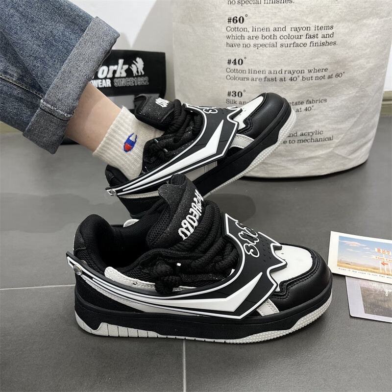 京蝌蝌男鞋子新款2024爆 网红 最新款鞋子男款国潮小众潮流厚底面包鞋