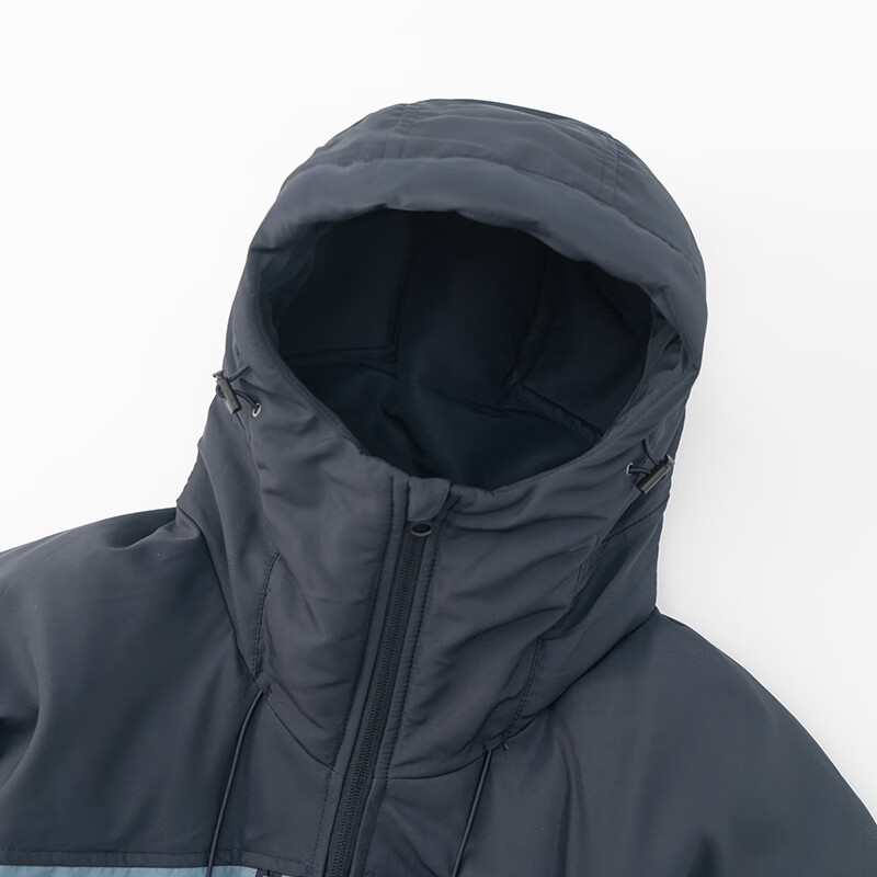 熊猫·本（ben.panda）日系百搭秋冬保暖连帽羽绒服工装加厚休闲外套情侣 黑蓝色 XL