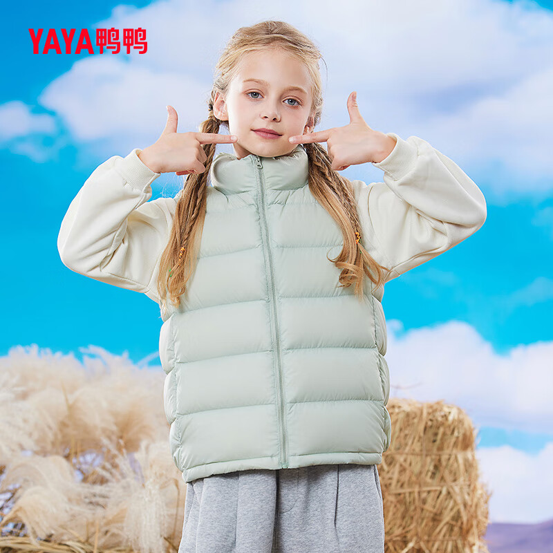 鸭鸭儿童羽绒马甲2025冬季新款男童女童校服神器加绒保暖时尚羽绒内胆 竹叶绿 140 京东折扣/优惠券