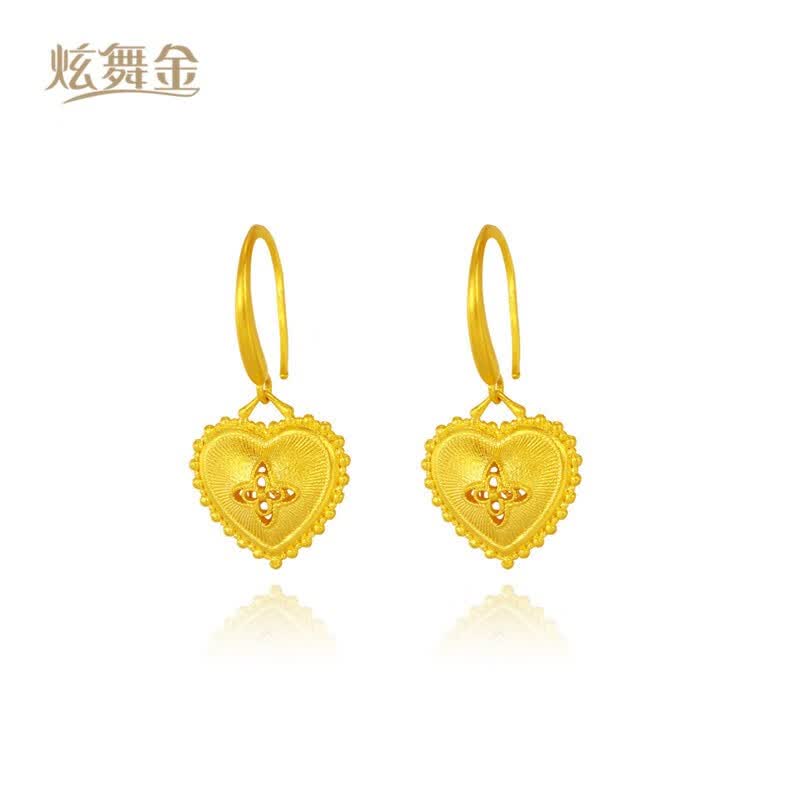 炫舞金珠宝 黄金耳饰女 足金999古法丝绸金爱心耳钉 婚庆三金送女友 5.8克高性价比高么？
