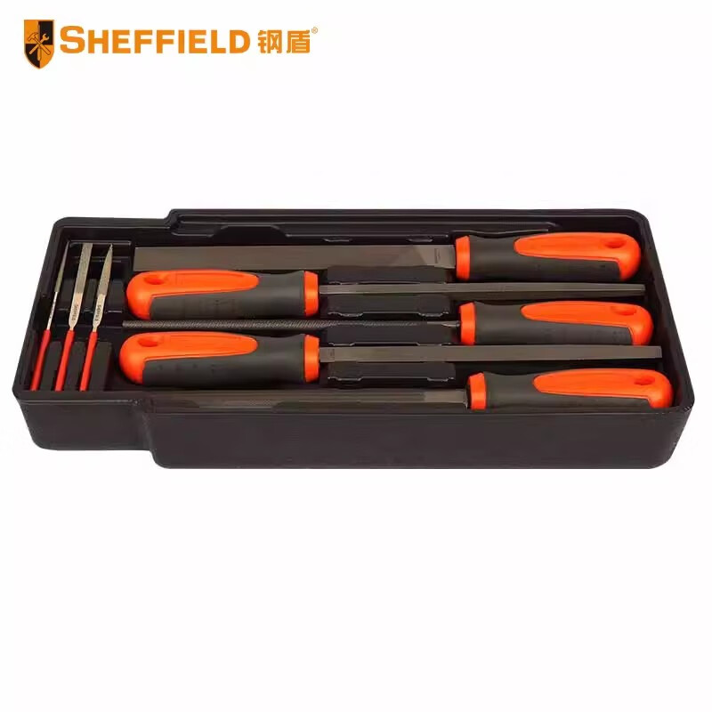 鋼盾 8件套銼刀組合板銼銼刀鋼銼金屬平銼挫刀金屬銼刀組套托盤(pán)鉗工銼 S025031 8件套銼刀組套