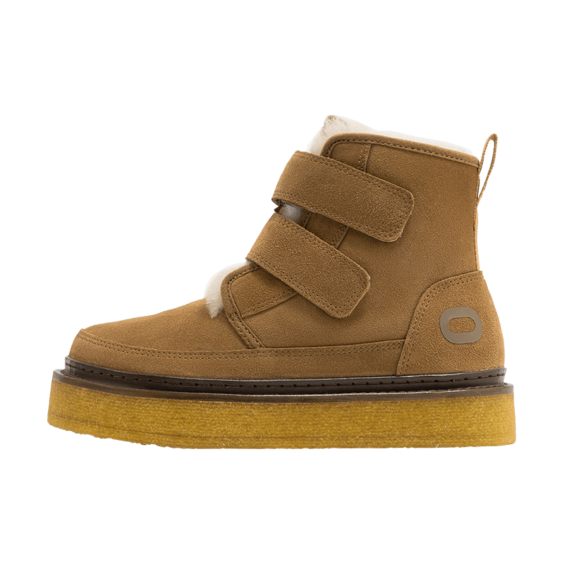 OETZI冰人奥兹 雪地靴女冬季皮毛一体厚底棉鞋魔术贴保暖中筒靴 棕色T24340944 37