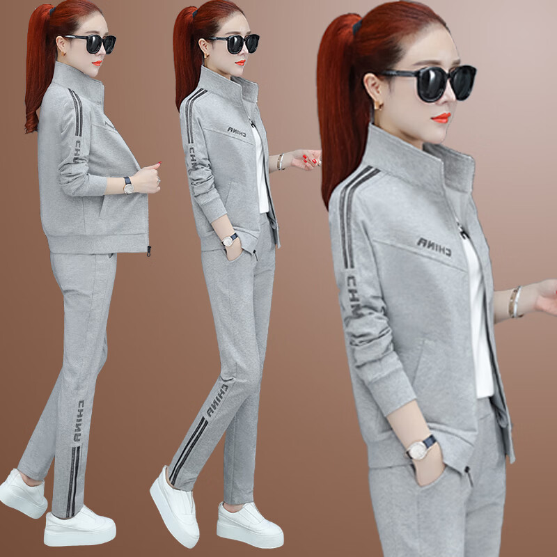 早秋运动套装长袖运动套装女2021春秋季新款时尚宽松显瘦大码长袖跑步