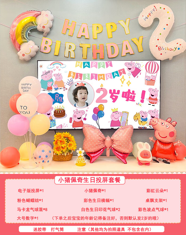 初允生日场景布置宝宝一周岁装饰气球儿童女孩2岁派对用品背景墙3男孩