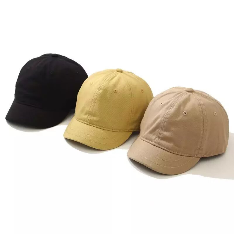 【直发】短帽檐棒球帽子男女遮阳帽情侣软顶帽小沿棒球帽马术帽鸭 短檐软顶 黄色 可调节(56-62cm)