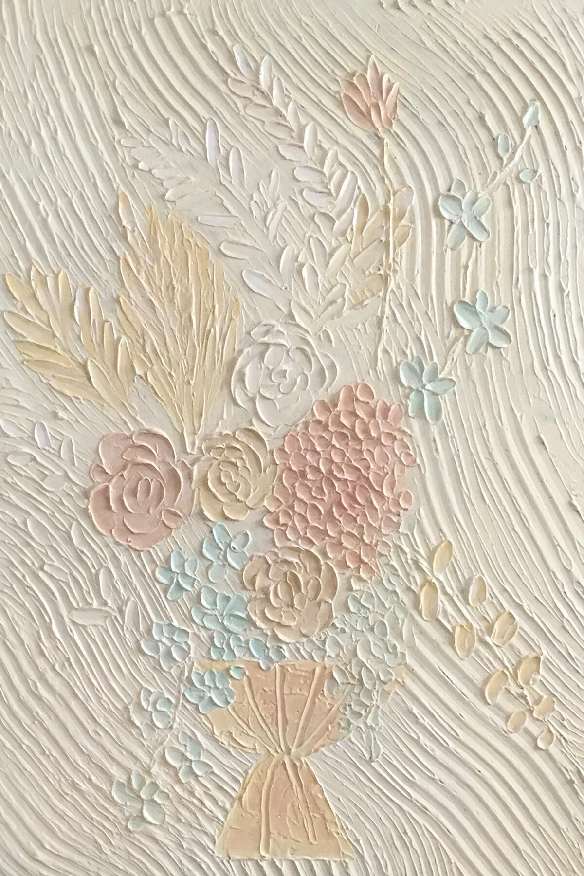 莫兰迪色系奶油风手绘油画客厅抽象花卉肌理装饰画玄关高级感挂画 无