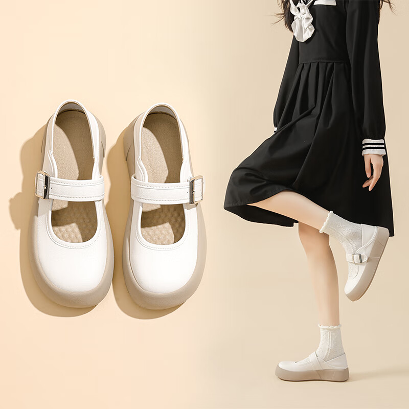 camalgori搭配连衣裙的鞋子配旗袍的鞋子玛丽珍小皮鞋女厚底大头娃娃