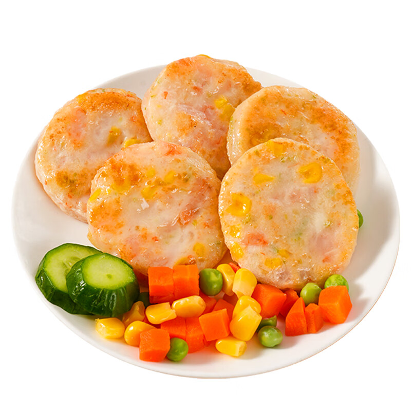 GUO LIAN 国联虾肉虾饼100g/袋儿童营养早餐虾仁饼空气炸锅新鲜半成品整包 玉米鲜虾饼100g*3袋