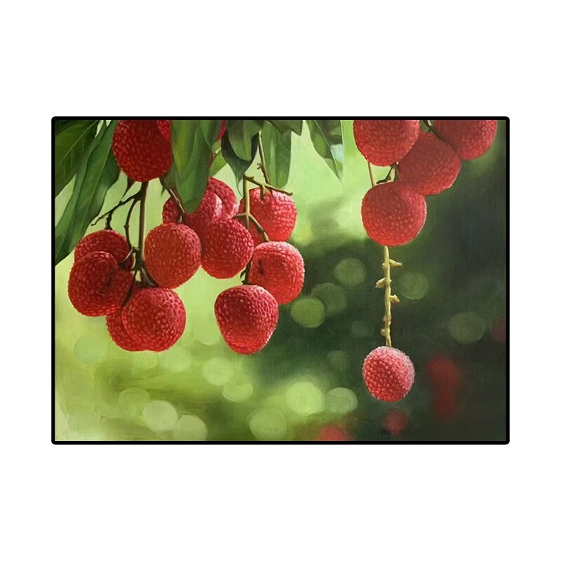 艺幻荔枝大吉大利新中式手绘油画客厅装饰画办公室红色写实挂画 大吉