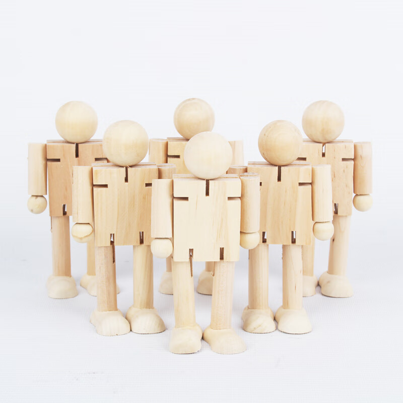 in)牛津树典范英语道具玩偶白坯木头人偶儿童diy涂鸦关节小木偶定制 6