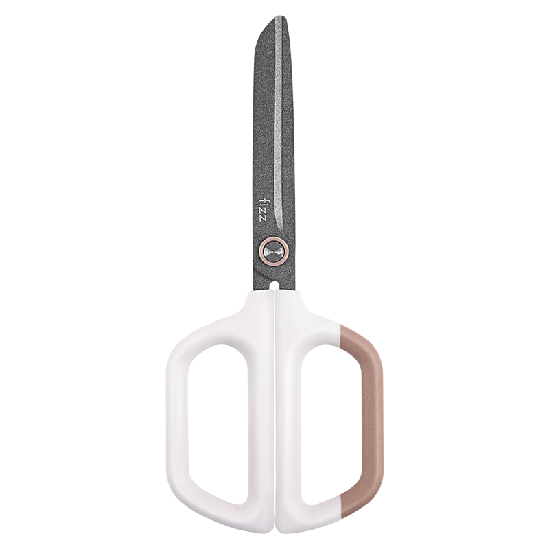 飛茲(fizz)特氟龍防水防粘弧形省力剪刀180mm時尚撞色不銹鋼辦公家用裁剪FZ21219白色