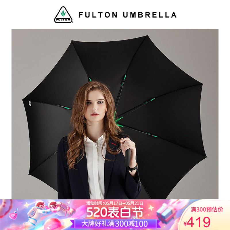 富尔顿FULTON英国进口双人雨伞自动伞超大抗风加固男士雨伞 Typhoon黑色