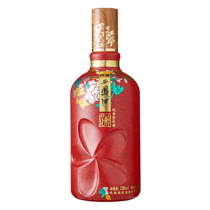 西凤酒 花醉特曲 凤香型 婚庆喜宴国潮 送礼白酒 52度 500mL 1盒 单瓶装