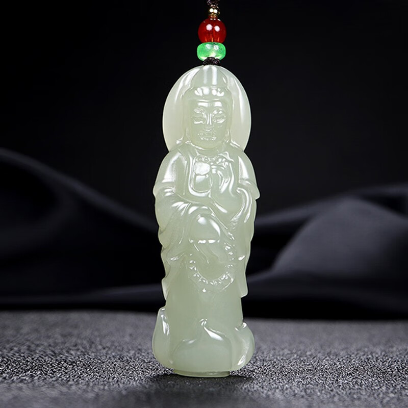 钰萌轩和田玉观音吊坠男款立体观音玉坠玉挂件 晴水款