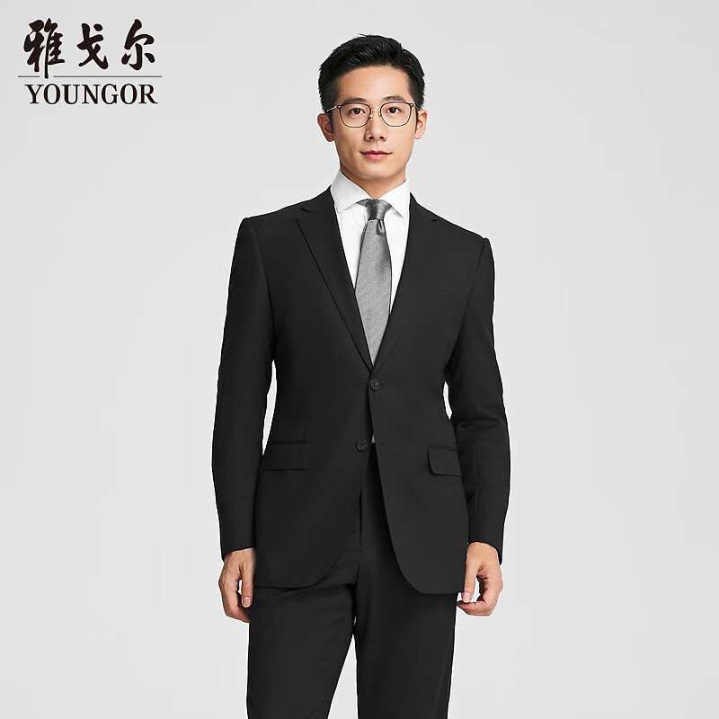 雅戈尔西服男士春秋套西YOTN217298AJY上衣【商场同款】 黑色YOTN217298AJY上衣 175A /100A 京东折扣/优惠券