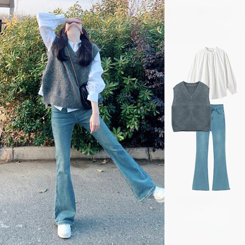 闾婧香港潮牌初春穿搭一整套2024新款盐系穿搭三件套装女可盐可甜轻熟