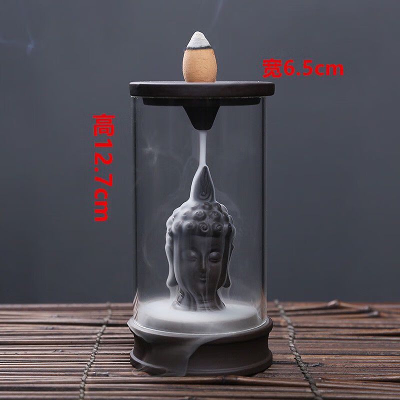 盛衡泉创意陶瓷紫砂香炉家居摆件禅意倒流香炉莲花佛手 佛祖(60颗倒流