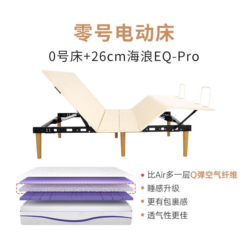 菠萝斑马【101天试睡】 零号电动床多功能床简约侘寂法奶风重力智能床 0号床+26cm海浪EQ-Pro 1.8m*2m怎么看?