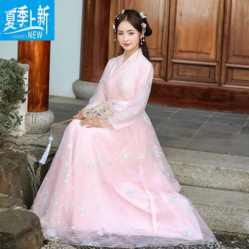 女装汉服夏季薄款女连衣裙2021新款改良版大人中国风套装古代服装古装