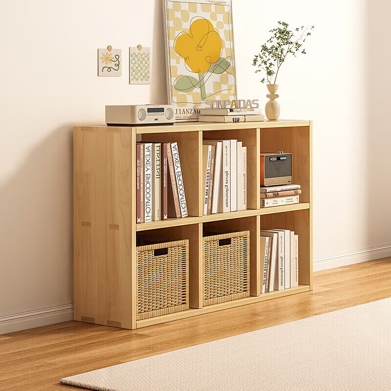 PULATA实木书柜落地置物架家用客厅自由组合储物收纳矮柜子 SMSG002G01