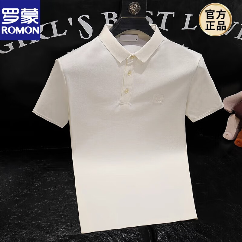 罗蒙(romon)2024夏季新款韩版男装t恤笑脸小标简约男士短袖polo.