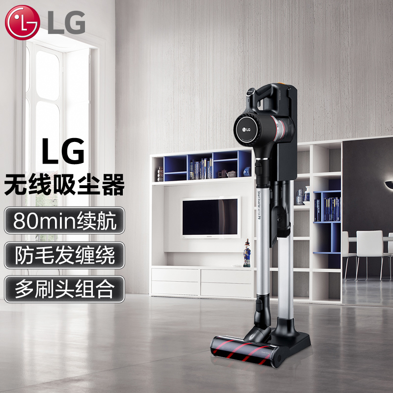 LG 吸尘器手持立式家用无线除螨除尘 宠物家庭适用 双电池持久续航防毛发缠绕(黑色)A958KA