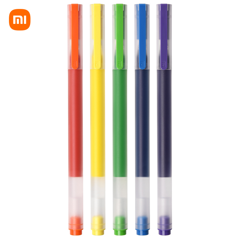 【全网低价】小米巨能写多彩中性笔 5支装 0.5mm 商务办公中性笔会议笔 橙黄绿蓝紫 