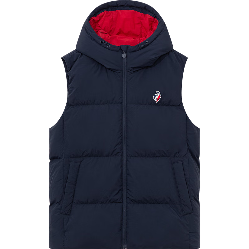 樂(lè)卡克（Le coq sportif）法國(guó)公雞男女款秋冬三色系列羽絨背心羽絨服 藏青/NVY S