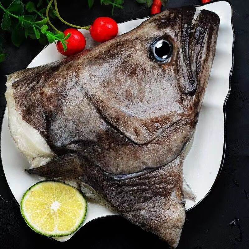 皓谦 特大鲽鱼头深海头偏口鱼头冷冻新鲜鸦片鱼 1只装【尝鲜装】