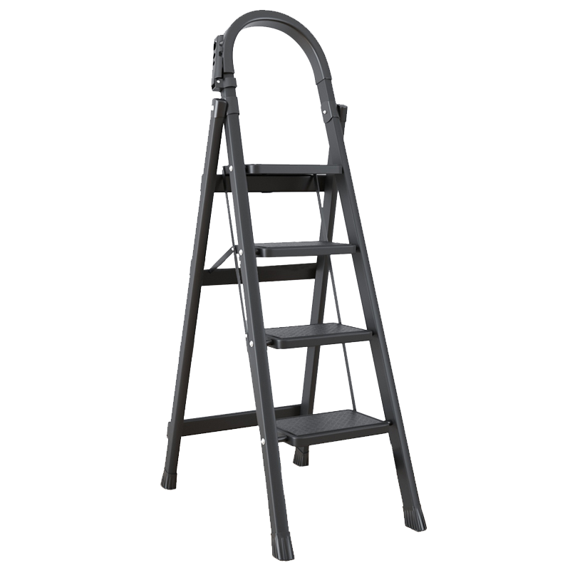 密林梯子家用折叠室内楼梯人字梯多功能加厚升降铝合金伸缩爬梯 五步加厚铝合金梯彩条款(全铝梯身)